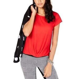 Red Twist Front Short Sleeve Top Short Sleeved Shirt Size XS